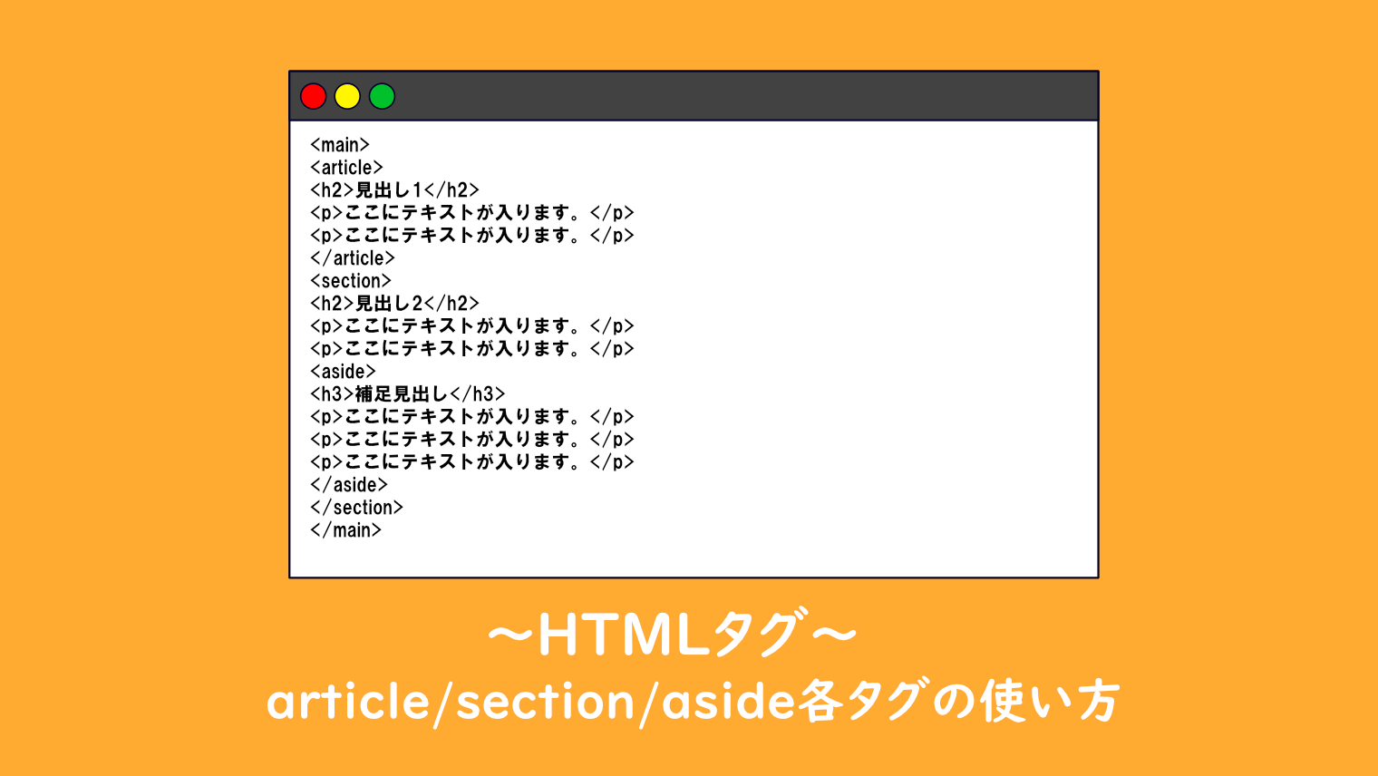 【HTML】article/section/aside各タグの使い方