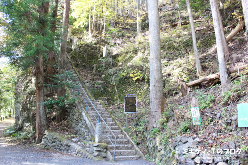 奥多摩むかしみちハイキングコース・白髭神社前の階段